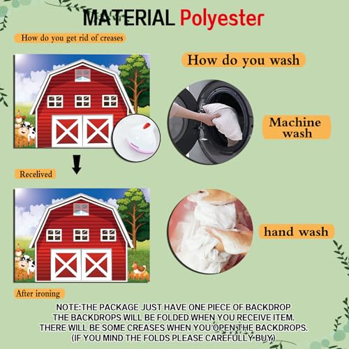 Cartoon Farm Photography Backdrop Animals Rustic Farmhouse Red Barn Photo Background for Kids Birthday Party Decoration Barnyard Baby Shower Newborn Photobooth Banner (10x8 FT) - size: 10x8 FT