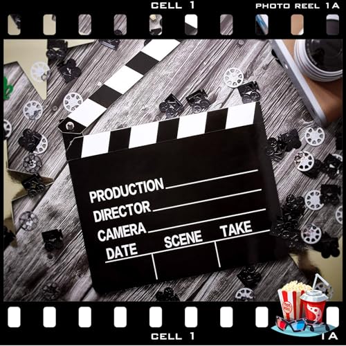 BBTO 10 Pieces Movie Film Clap Board, 7 x 8 Inch Cardboard Movie Clapboard Directors Clapper Writable Cut Action Scene Board for Movies Films Photo Props (Double-Sided Printing,Black and White) - color: Black and White, style: Double-sided Printing