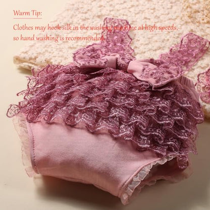 Ylsteed Newborn Photography Outfits - Girl Props Lace Romper Baby Photo Shoot Outfits Girls Photo Props (Strap Style - Purple) - color: Purple