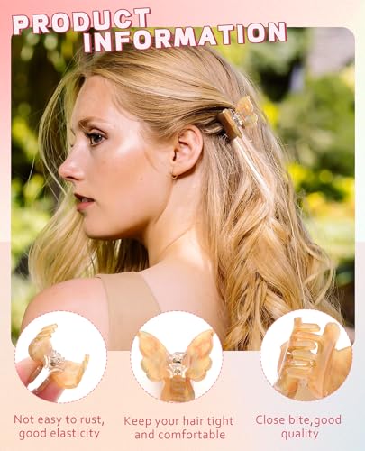 Sequins Butterfly Hair Clips - 12PCS Small Clamps for Thin Hair Styling Accessories, Classic Claws for Women & Girls - color: Sequins(Butterfly)