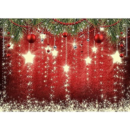 9x6ft Red Christmas Backdrop with Sparkling Stars - Perfect for Photography & Photoshoots - size: 9x6ft