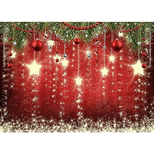 9x6ft Red Christmas Backdrop with Sparkling Stars - Perfect for Photography & Photoshoots - size: 9x6ft