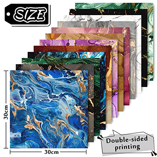 Whaline 24Pcs Marble Pattern Paper Pack Colorful Marble Scrapbook Specialty Paper Double-Sided Patterned Papers Collection for DIY Background Card Making Photo Album Decor, 11.8 x 11.8 inch