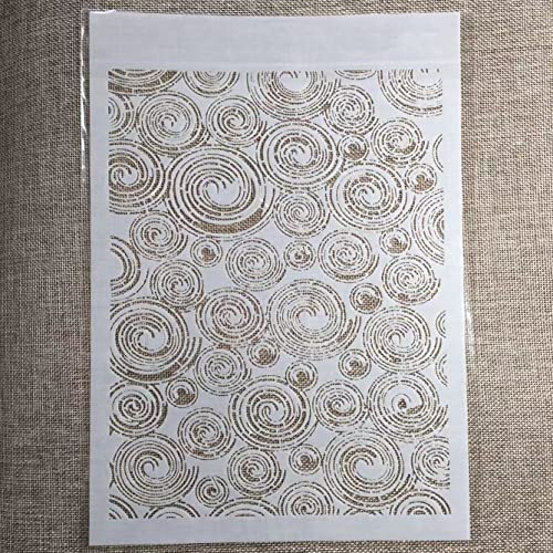 TIAMECH A4 Reusable Annual Ring Stencil for Painting - Tree Annual Ring Texture Layering Template, DIY Wall Art, Wood Furniture, Scrapbook & Crafts (8.3x11.7inch) - style: Annual Ring