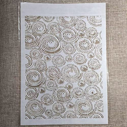 TIAMECH A4 Reusable Annual Ring Stencil for Painting - Tree Annual Ring Texture Layering Template, DIY Wall Art, Wood Furniture, Scrapbook & Crafts (8.3x11.7inch) - style: Annual Ring