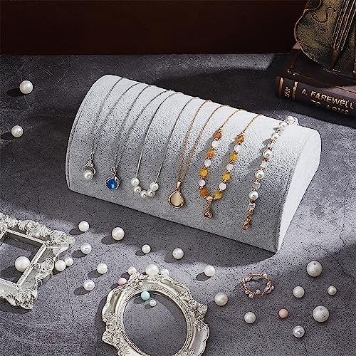 PH PandaHall Half Moon Velvet Bracelet Display, Soft Jewelry Display Stand Light Grey Bracelet Necklace Holder Watch Display Ramp Stand for Selling Retail Show Home and Business Use