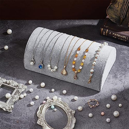PH PandaHall Half Moon Velvet Bracelet Display, Soft Jewelry Display Stand Light Grey Bracelet Necklace Holder Watch Display Ramp Stand for Selling Retail Show Home and Business Use