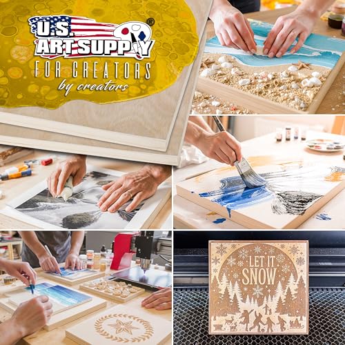 U.S. Art Supply 12" x 12" Unfinished Cradled Wood Panels for Painting, Studio 3/4" Deep (3 Pack) - Artist Depth Birch Wooden Wall Canvases - Mixed-Media Craft, Acrylic, Oil, Encaustic, Paint Pouring - size: 12" X 12", style: Square