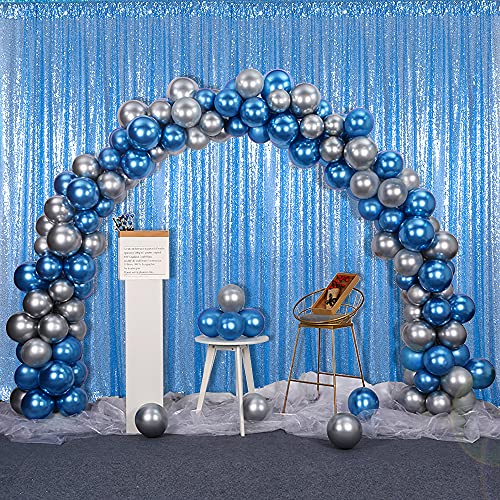 Partisout Sequin Backdrop - Glitter Backdrop with Blackout Curtains for Photography, Party & Wedding (4ft x 7ft, Baby Blue) - color: Baby Blue, size: 4ftx7ft