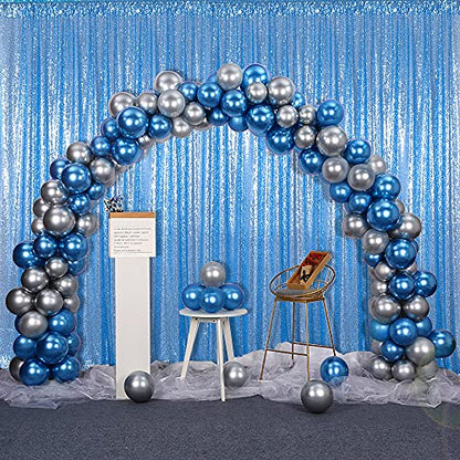 Partisout Sequin Backdrop - Glitter Backdrop with Blackout Curtains for Photography, Party & Wedding (4ft x 7ft, Baby Blue) - color: Baby Blue, size: 4ftx7ft