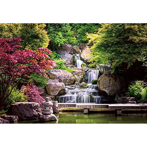 8x5ft Japan Garden Landscape Backdrop Retro Style Park View Photography Background Waterfall Maple Trees Bridge Kyoto Garden Travel Children Adult Portrait Photo Studio Props Wallpaper - size: 8x5ft