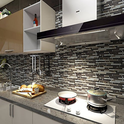 Art3d Self Adhesive Wall Tile (11.8 x 11.8inches,10 Tiles) Peel and Stick Backsplash for Kitchen, Bathroom - color: Brown Marlbe