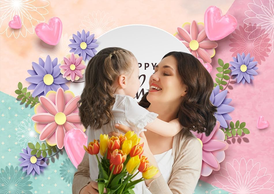 7x5ft Happy Mother's Day Backdrops Thanks Mother Party Photoshoot Backdrops Mom's Day Party Decorations Banner Backdrop Mother's Day Birthday Party Background 138 - size: 7x5ft