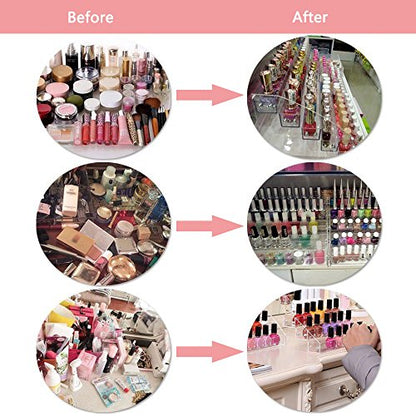 Acrylic Organizer Storage Case Brochure Display Holders for Essential Oil Cosmetic Dropper Bottle Condiment Nail Polish Paint Rack Shelves Fair Gifts Samples Showing Stand 2 Sets 2 Tiers Clear Plastic - size: 2 Sets 2 floor