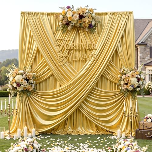 40ft x 10ft Gold Sequin Backdrop Curtain for Parties, Wrinkle Free Thick Glitter Photo Backdrop Drapes 8 Panels 5x10FT Back Drop Cloth Shiny Fabric for Wedding Birthday Photography Background - color: Gold, size: 5'W×10'H _8 Panels