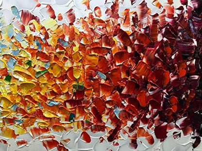 AMEI Art,24X48Inch Hand-Painted On Canvas Colorful White Background Abstract Oil Paintings Multi Color Wall Art Wood Inside Framed Ready to Hang - size: 48"L x 24"W