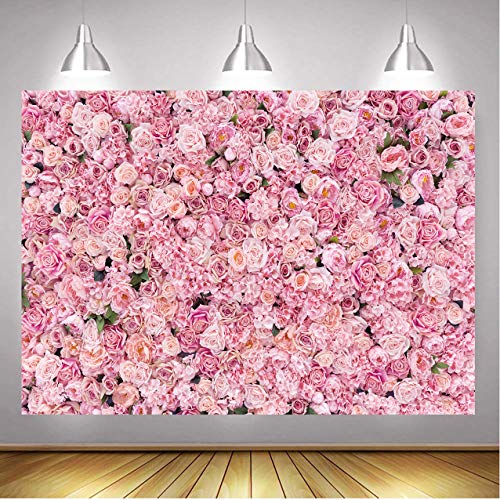 10x8ft Pink Rose Wall Background Spring Pink Flowers Backdrops Girls Women Birthday Party Weeding Bridal Shower Anniversary Ceremony Decor - size: 10 x 8 ft