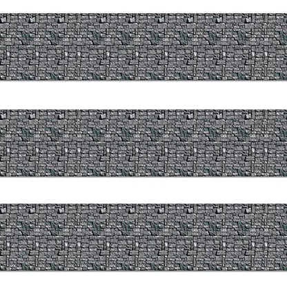 Beistle Stone Wall Backdrop 3-Count – Extra Large 4' x 30' Plastic Medieval Wall Decorations for Halloween Parties, Castle-Themed Events, Haunted Houses, Fantasy Photo Backgrounds - style: Stone Wall - 3 Piece