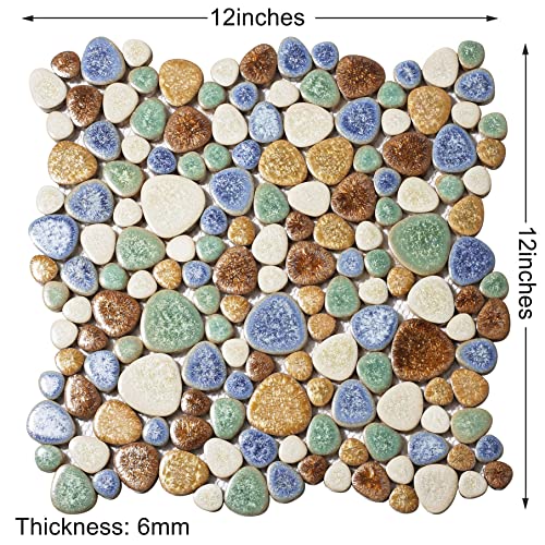 Parrotile Matte Pebble Tiles for Shower Floor Mosaic Tile for Bathroom Wall Backsplash Floor Non Slip [5 Sheets]