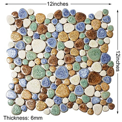Parrotile Matte Pebble Tiles for Shower Floor Mosaic Tile for Bathroom Wall Backsplash Floor Non Slip [5 Sheets]
