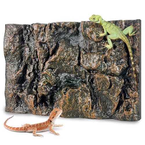 17.7x11.8in Rock Terrarium Background,3D Reptile Tank Background Board,Amphibian Stereo Backdrop Wall,Lizard Snake Gecko Spider Turtle Fish pet silo Background Decorative Panel(Yellow) - color: Yellow 1P