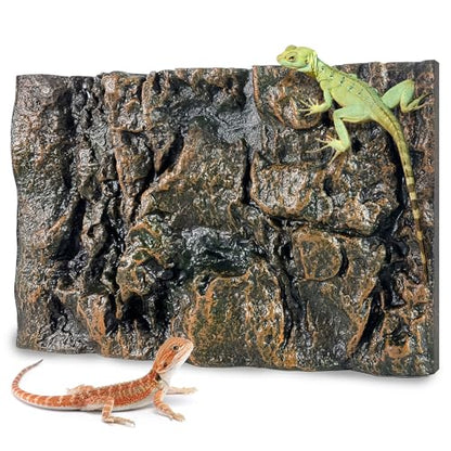 17.7x11.8in Rock Terrarium Background,3D Reptile Tank Background Board,Amphibian Stereo Backdrop Wall,Lizard Snake Gecko Spider Turtle Fish pet silo Background Decorative Panel(Yellow) - color: Yellow 1P