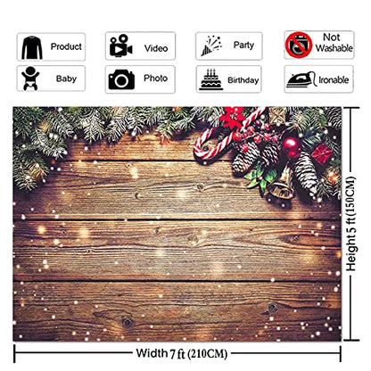Winter Snowflake Gold Glitter Christmas Wooden Wall Holiday Photo Background 7X5ft Vinyl Xmas Party Photography Backdrops Kids Portrait Family Party Photo Studio Booth Props
