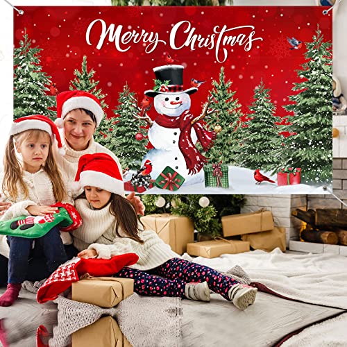 Irenare Christmas Backdrop Merry Christmas Banner Party Decoration Xmas Photography Background Photo Props for Winter Holiday New Year Eve Family Party Decoration Supplies(Snowman) - style: Snowman