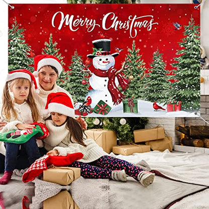 Irenare Christmas Backdrop Merry Christmas Banner Party Decoration Xmas Photography Background Photo Props for Winter Holiday New Year Eve Family Party Decoration Supplies(Snowman) - style: Snowman