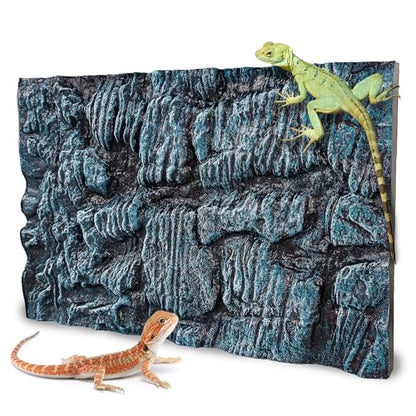 17.7x11.8in Rock Terrarium Background,3D Reptile Tank Background Board,Amphibian Stereo Backdrop Wall,Lizard Snake Gecko Spider Turtle Fish pet silo Background Decorative Panel(Blue) - color: Blue
