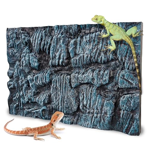 17.7x11.8in Rock Terrarium Background,3D Reptile Tank Background Board,Amphibian Stereo Backdrop Wall,Lizard Snake Gecko Spider Turtle Fish pet silo Background Decorative Panel(Blue) - color: Blue