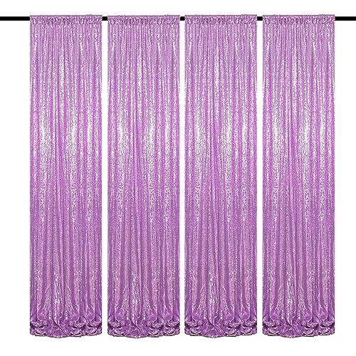 Lavender Sequin Backdrop Curtains 2FTx8FT 4 Panels Lilac Glitter Curtains Photo Background for Parties Wedding Baby Shower - color: Lavender, size: 2FTx8FT-4PCS