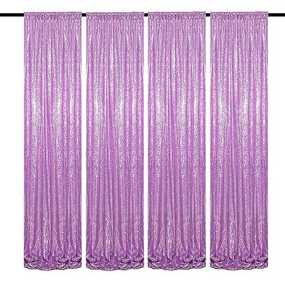Lavender Sequin Backdrop Curtains 2FTx8FT 4 Panels Lilac Glitter Curtains Photo Background for Parties Wedding Baby Shower - color: Lavender, size: 2FTx8FT-4PCS
