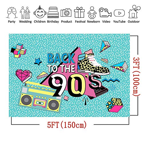 Art Studio 90's Theme Music Party Photography Backdrops Hip-Hop Colorful Graffiti Style Photo Booth Studio Props Let's Glow Party Decor Supplies Retro Radio Fashion Shoes Photo Background Vinyl 5x3ft