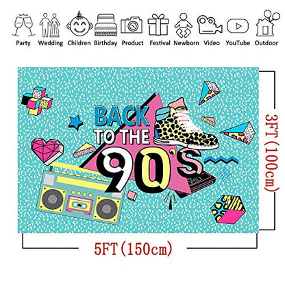 Art Studio 90's Theme Music Party Photography Backdrops Hip-Hop Colorful Graffiti Style Photo Booth Studio Props Let's Glow Party Decor Supplies Retro Radio Fashion Shoes Photo Background Vinyl 5x3ft