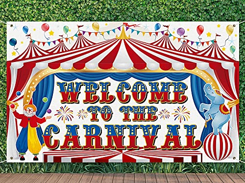 Remagr Large Circus Carnival Backdrop 71 x 43 Inch Welcome to the Carnival Banner Backdrop Photo Background for Carnival Circus Theme Party Decorations Birthday Party Supplies Photo Props - size: 71 x 43 Inch