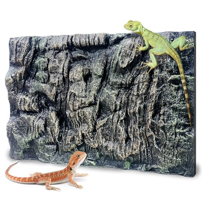 17.7x11.8in Rock Terrarium Background,3D Reptile Tank Background Board,Amphibian Stereo Backdrop Wall,Lizard Snake Gecko Spider Fish pet silo Background Decorative Panel(Paleyellow) - color: Paleyellow 1P
