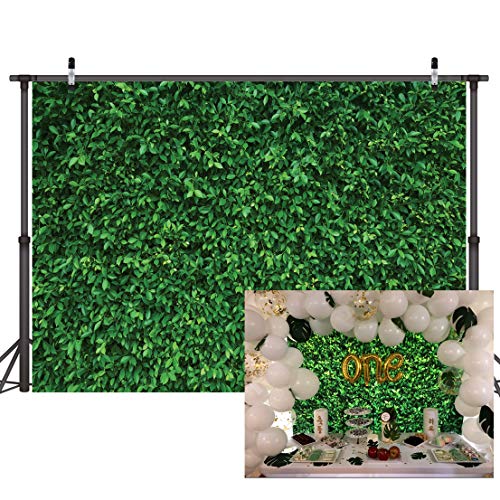 LYWYGG 5X3FT Green Leaves Photography Backdrops Mmicrofiber Nature Backdrop Birthday Background for Birthday Party Seamless Photo Booth Prop Backdrop CP-87-0503 - size: 5X3FT