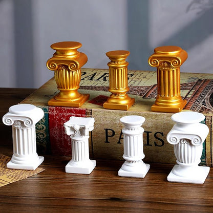 Mini Nordic Resin Roman Column, Greek Sculptural Angel Display, Photo Props, Candle Holder, Sketching Art Teaching Tools (Ionic B (Gold) - 8.2cm) - color: Ionic B (Gold) - 8.2cm