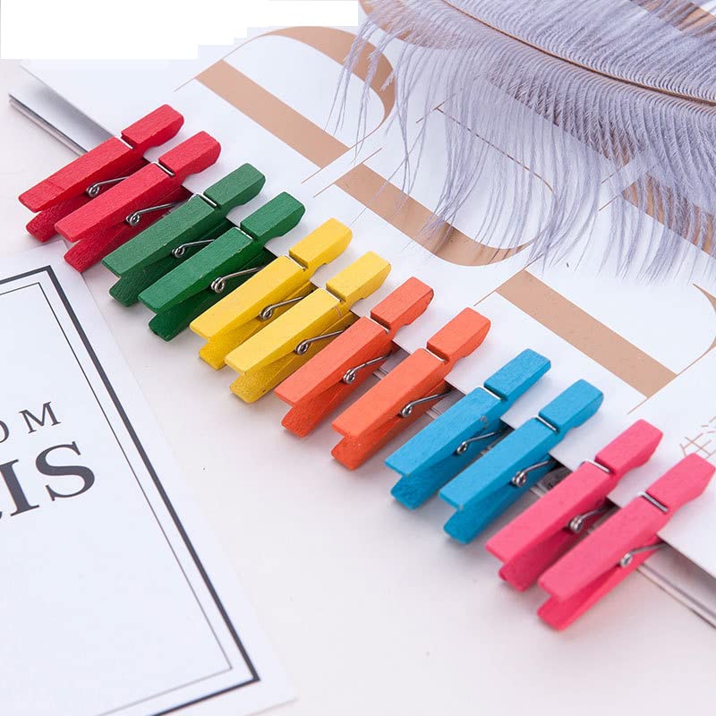 1.9" Wooden Clothespins Hanging Clothes Pins Clip Photo Holder DIY Gift Festive Party Decor with Bright Blue Jute Twine Pack 50 - color: 50pcs (2 Inch) Light Blue + Jute Twine