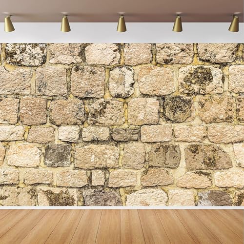 Vintage Stone Wall Backdrop 7x5FT Ancient Rock Wall Textured Background for Photography Home Garden Wallpaper Party Decorations Banner