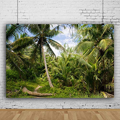 10x6.5ft Tropical Island Backdrops for Photography Coconut Palm Trees Background Island Wedding Backdrop Summer Theme Party Siesta Holiday Green Spring Summer Photo Studio Video Props - size: 10x6.5ft