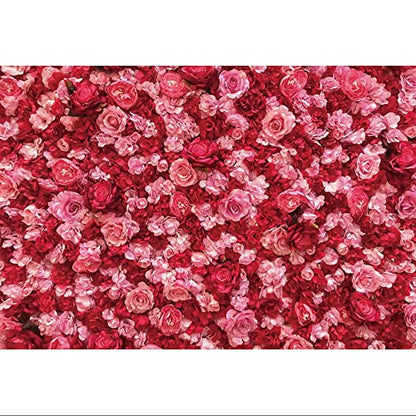 Renaiss 15x10ft Pink Red Rose Backdrop Flower Wall Wedding Photography Background Mother's Day Valentines Bridal Shower Girls Birthday Ceremony Party Decor Banner Floral Photo Studio Booth Props - size: 15x10ft