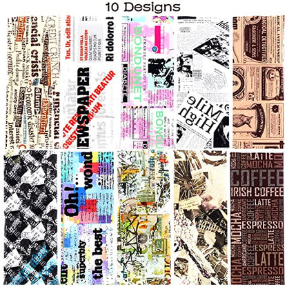 Newspaper Nail Foil Transfer Stickers English Letter Designs Nail Decals Supplies Set Acrylic Nails Sticker Decorations for Nail Transfer Glue Polish, Women DIY Manicure Accessories Set 10Sheets - style: Newparpe