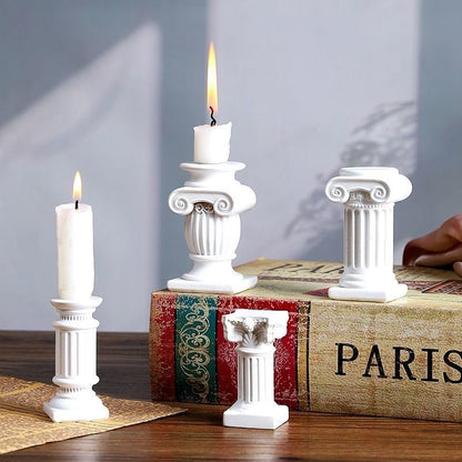 Mini Nordic Resin Roman Column, Greek Sculptural Angel Display, Photo Props, Candle Holder, Sketching Art Teaching Tools (Ionic A (White) - 8cm) - color: Ionic a (White) - 8cm