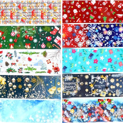 Christmas Nail Foil Transfer Stickers 10 Sheets Xmas Nail Art Stickers Decals Winter Santa Claus Snowflake Bells Nail Decals Supplies for Women Christmas Manicure Nail Film Decorations - style: Christmas