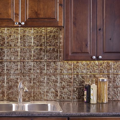 FASÄDE Traditional Style/Pattern 1 Decorative Vinyl 18in x 24in Backsplash Panel in Bermuda Bronze (5 Pack) - color: Bermuda Bronze, size: 5 Pack