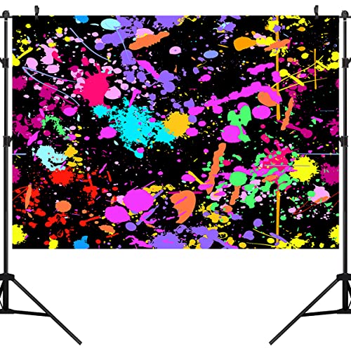 5X3FT Neon Graffiti Birthday Backdrop Retro Hip Hop Background 80s 90s Party Photography Background Dark Glow Splatter Birthday Party Decorations CEM123A - size: 5X3FT