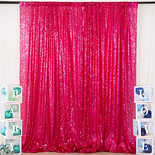 ShinyBeauty 5FTx7FT Sequin Backdrop Curtain Sparkly Fuchsia Photo Backdrops Shimmer Photography Background Wedding Drapes Glitter Backdrop Curtain for Party Birthday (Hot Pink - color: Hot Pink, size: 5FTx7FT