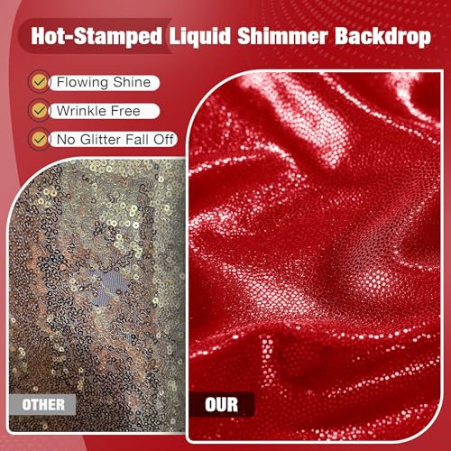 10x10FT Red Sequin Backdrop Curtain for Party - 2 Panels 5x10FT Wrinkle-Free Shimmer Drapes for Birthday, Wedding, Christmas, Decorations & Photography - color: Red, size: 5FT x 10FT(2 panels)